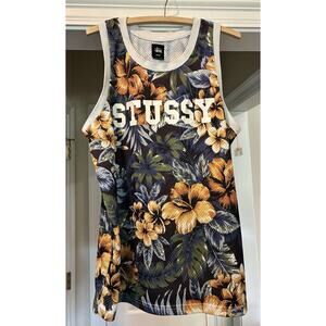 HOM5026 Stussy - Vintage Surfing Muscle Shirt With Flowers, Designs Medium